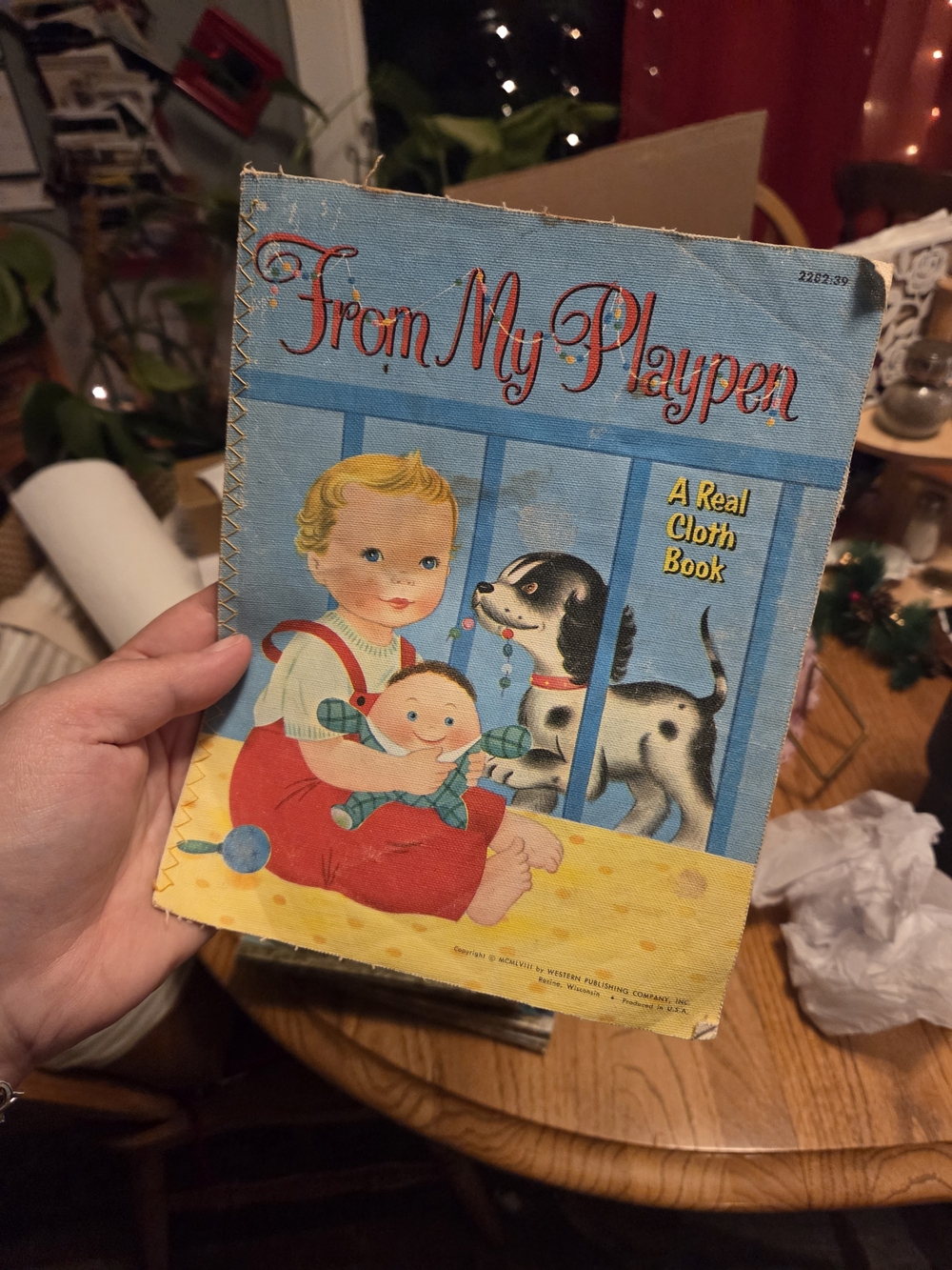 Vintage "From My Playpen" Cloth Book - Blue, Red, Yellow